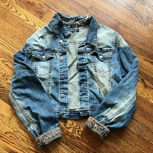 Women’s Jean Jacket Distressed Sequin L/XL